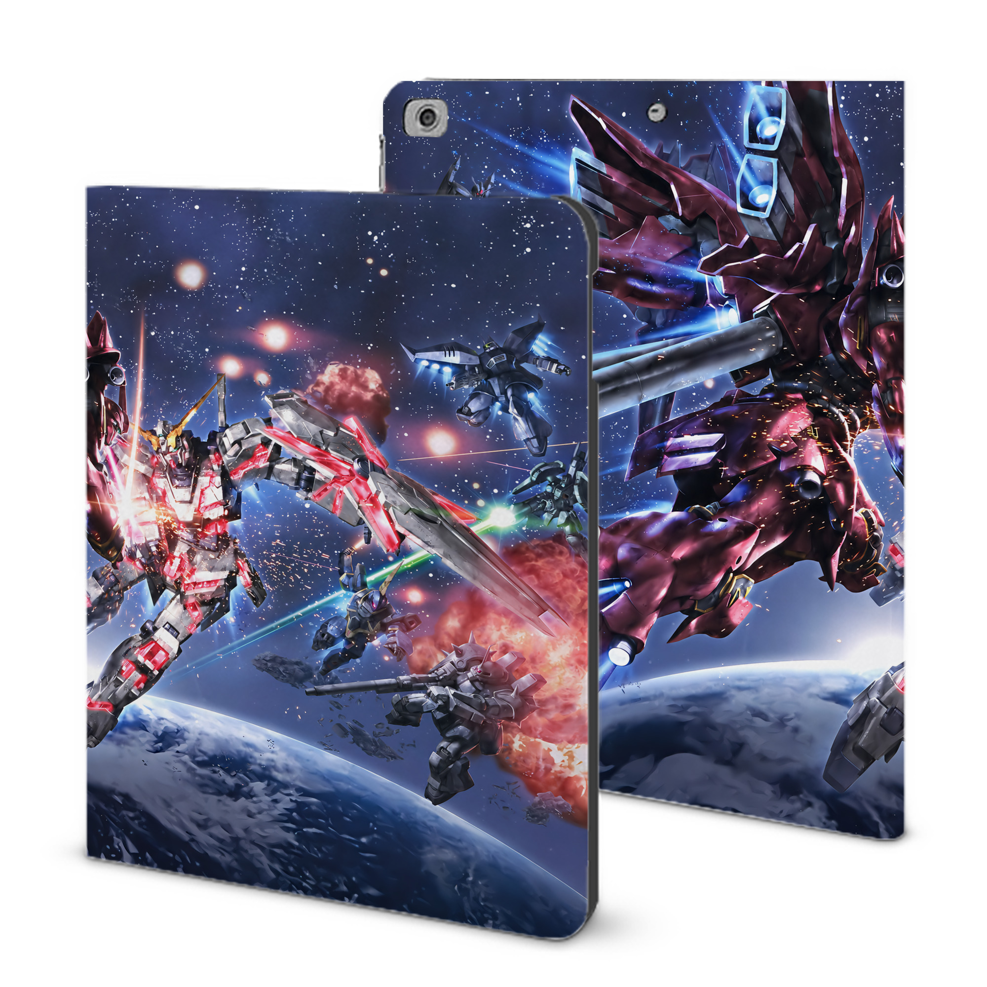 （画像用） 機動戦士ガンダム Mobile Suit Gundam IPad ケース ブック型 PUレザー TPU 耐衝撃 軽量 薄型 ペン収納なし 全面保護 IPad 各モデル対応